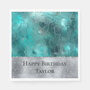 Serviette En Papier Aqua Turquoise Turquoise Silver Glam