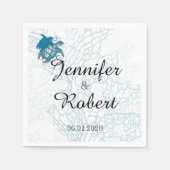 Serviette En Papier Aqua Turtle Love Mariage (Devant)