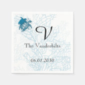 Serviette En Papier Aqua Turtle Love Mariage (Devant)