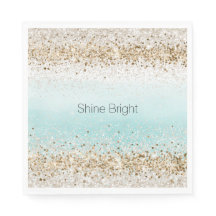 Aqua Watercolor Gold Confetti Parties scintillant