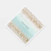 Serviette En Papier Aqua Watercolor Gold Confetti Parties scintillant (Coin)