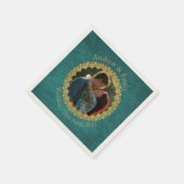 Serviette En Papier Aquamarine et or (Coin)