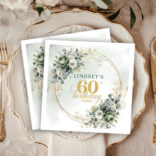 Serviette En Papier Aquarelle 60e Anniversaire Botanique Vert Personna