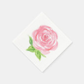 Serviette En Papier Aquarelle à perte peinte à la main Rose Floral (Coin)