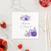 Serviette En Papier Aquarelle à thème ultra violet Mariage floral (En situation)