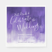 Serviette En Papier Aquarelle Abstraite art mariage violet serviettes (Devant)
