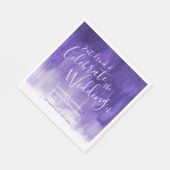 Serviette En Papier Aquarelle Abstraite art mariage violet serviettes (Coin)