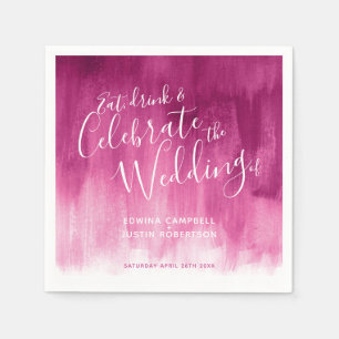 Serviette En Papier Aquarelle Abstraite art rose rouge mariage serviet