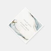Serviette En Papier Aquarelle Abstraite Blue Gold Mariage de plage (Coin)