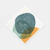 Serviette En Papier Aquarelle Abstraite jaune et Turquoise Mariage per (Coin)