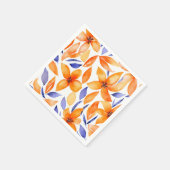 Serviette En Papier Aquarelle Abstraite orange floral moderne (Coin)