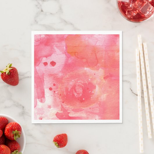 Serviette En Papier Aquarelle Abstraite rose (En situation)