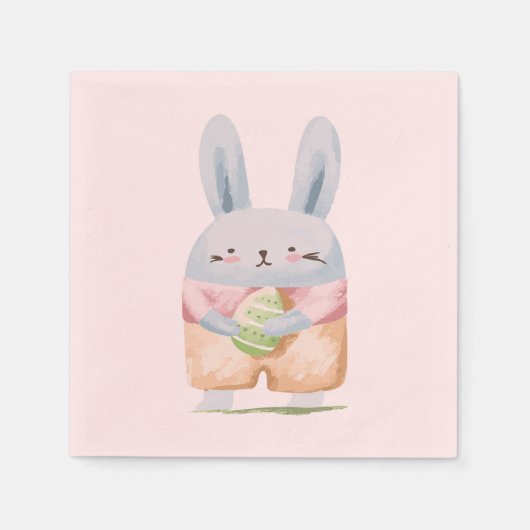 Serviette En Papier Aquarelle adorable Lapin de Pâques (Devant)