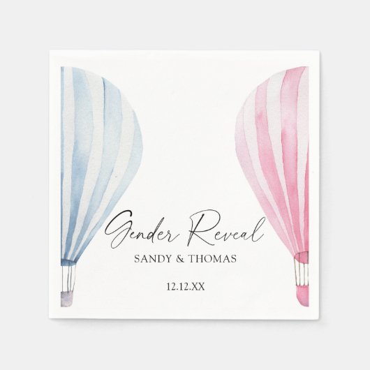 Serviette En Papier Aquarelle Air Balloons Révélation de genre (Devant)