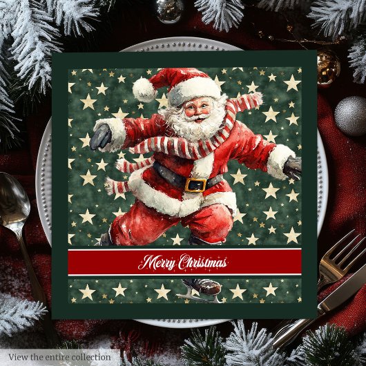 Serviette En Papier Aquarelle amusante Santa Claus Napkins de Noël