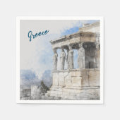Serviette En Papier Aquarelle Ancienne Athènes Grèce Table de serviett (Devant)