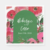 Serviette En Papier Aquarelle Anéone Cardstock Vert Arche Mariage (Devant)
