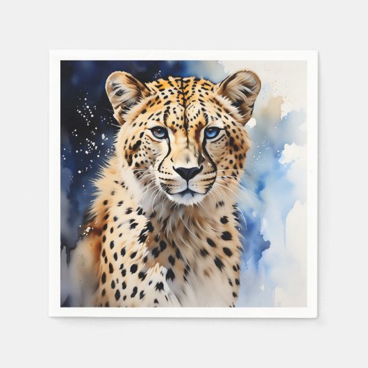 Serviette En Papier Aquarelle Animal Safari Cheetah (Devant)