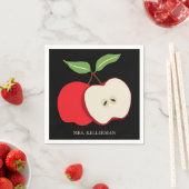 Serviette En Papier Aquarelle Apple Ajouter le nom de l'enseignant (En situation)