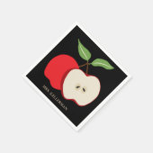 Serviette En Papier Aquarelle Apple Ajouter le nom de l'enseignant (Coin)