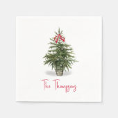 Serviette En Papier Aquarelle Arbre de Noël Personnalisé (Devant)