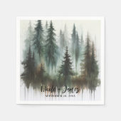 Serviette En Papier Aquarelle Arbres Rustique Wilderness Mariage (Devant)