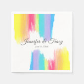 Serviette En Papier Aquarelle arc-en-ciel élégante Mariage LGBTQ (Devant)