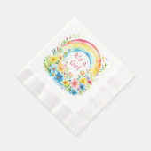 Serviette En Papier Aquarelle Arc-en-ciel et fleurs C'est une fille (Coin)