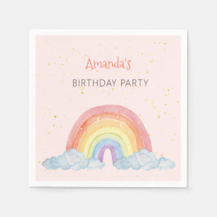 Serviette En Papier Aquarelle arc-en-ciel fête d'anniversaire Past Pap