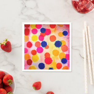 Serviette En Papier Aquarelle arc-en-ciel pois