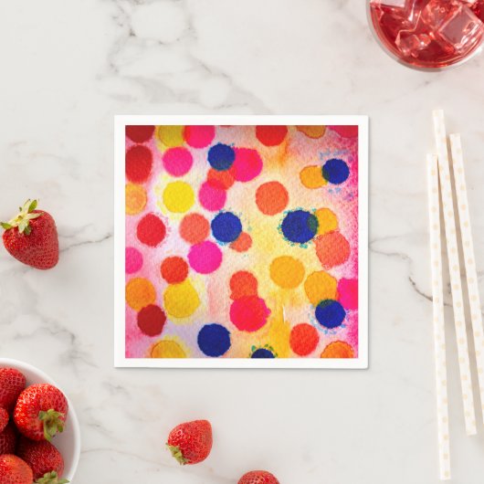 Serviette En Papier Aquarelle arc-en-ciel pois (En situation)