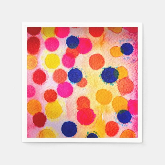 Serviette En Papier Aquarelle arc-en-ciel pois (Devant)