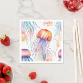 Serviette En Papier Aquarelle art méduse abstraite colorée (En situation)