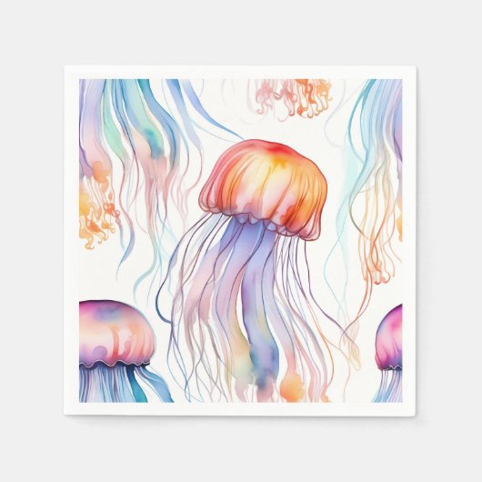 Serviette En Papier Aquarelle art méduse abstraite colorée (Devant)