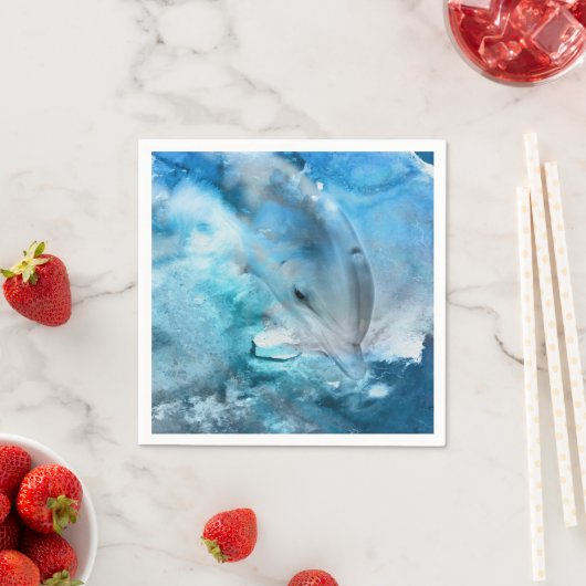 Serviette En Papier Aquarelle Art numérique Dauphin (En situation)