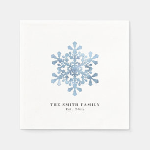 Serviette En Papier Aquarelle artistique Flocon de neige Bleu Noël