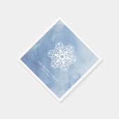 Serviette En Papier Aquarelle artistique Flocon de neige Bleu Noël (Coin)