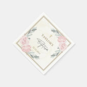 Serviette En Papier Aquarelle assez neutre Baptême floral (Coin)