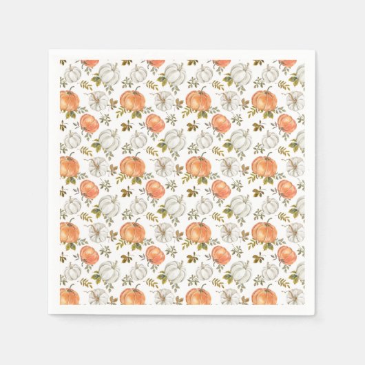 Serviette En Papier Aquarelle Automne Citrouilles rustiques (Devant)
