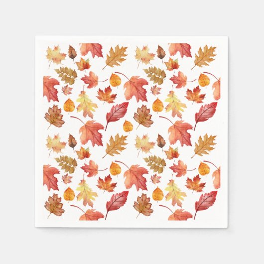 Serviette En Papier Aquarelle Automne Feuilles Automne Motif sans join (Devant)
