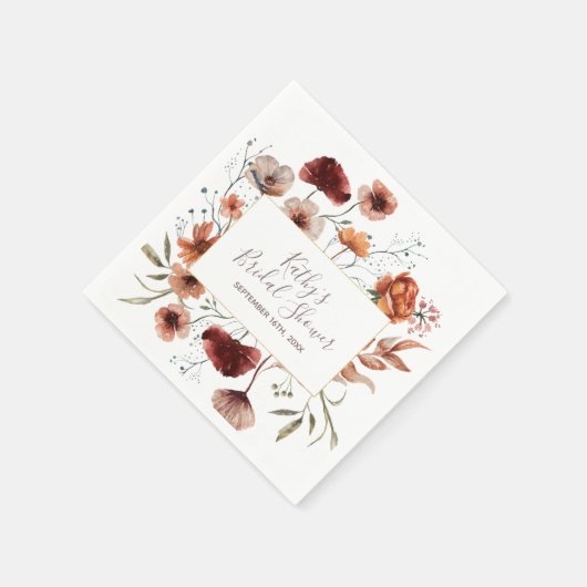 Serviette En Papier Aquarelle Automne Fleur sauvage douche nuptiale Na (Coin)