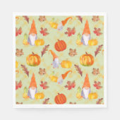 Serviette En Papier Aquarelle Automne Gnomes, Citrouille Et Feuille (Devant)