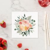 Serviette En Papier Aquarelle Automne Russe Rose Peach Bouquet (En situation)