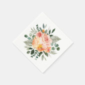 Serviette En Papier Aquarelle Automne Russe Rose Peach Bouquet (Coin)