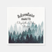 Serviette En Papier Aquarelle aventure Baby shower forestier rustique (Devant)