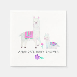 Serviette En Papier Aquarelle Baby shower à thème Llama