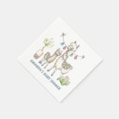 Serviette En Papier Aquarelle Baby shower à thème Llama (Coin)