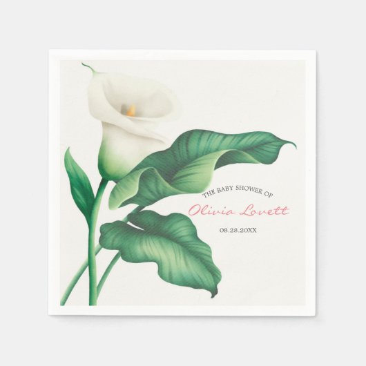 Serviette En Papier Aquarelle Baby shower blanc Lilly (Devant)