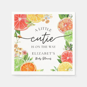 Serviette En Papier Aquarelle Baby shower Citrus Little Cutie