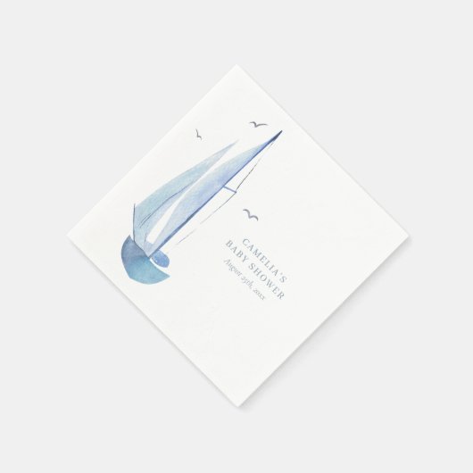 Serviette En Papier Aquarelle Baby shower de bateau à voile Ahoy Boy's (Coin)